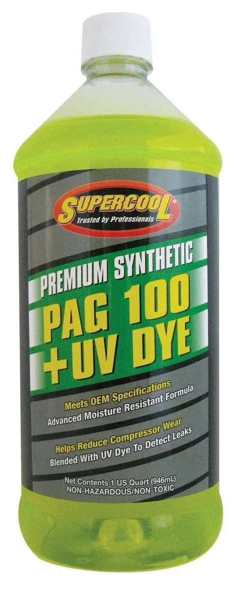 Supercool P100-32D A/C Comp Lube, UV Dye, 32 oz, Flsh PNT 450F