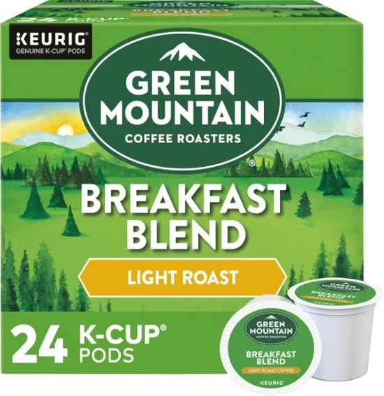 Green Mountain Coffee Roasters Breakfast Blend Single-Serve Keurig K-Cup Pods, Light Roast Coffee, 24 Count (Pack of 4)