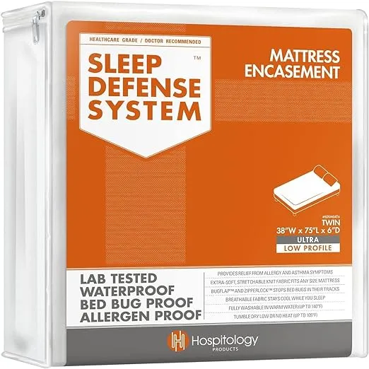 Hospitology PRODUCTS Mattress Encasement Zippered Bed Bug Dust Mite Proof