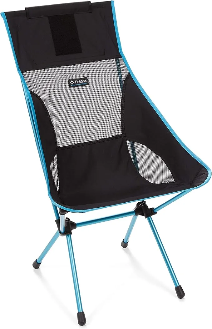 Helinox Sunset Chair Lightweight, High-Back, Compact, Collapsible Camping Chair, Black, with Pockets