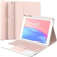 GreenLaw Keyboard Case for iPad 9th Generation 10.2", iPad 8th/ 7th/Air 3, Detachable Wireless Keyboard Case for Pro 10.5 inch, 7 Color Backlit, Stain-Resistant Cover, 2 BT Connection, Pink