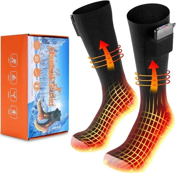 Washable Men Women Electric Heated Socks Winter Foot Warmer Rechargeable Battery