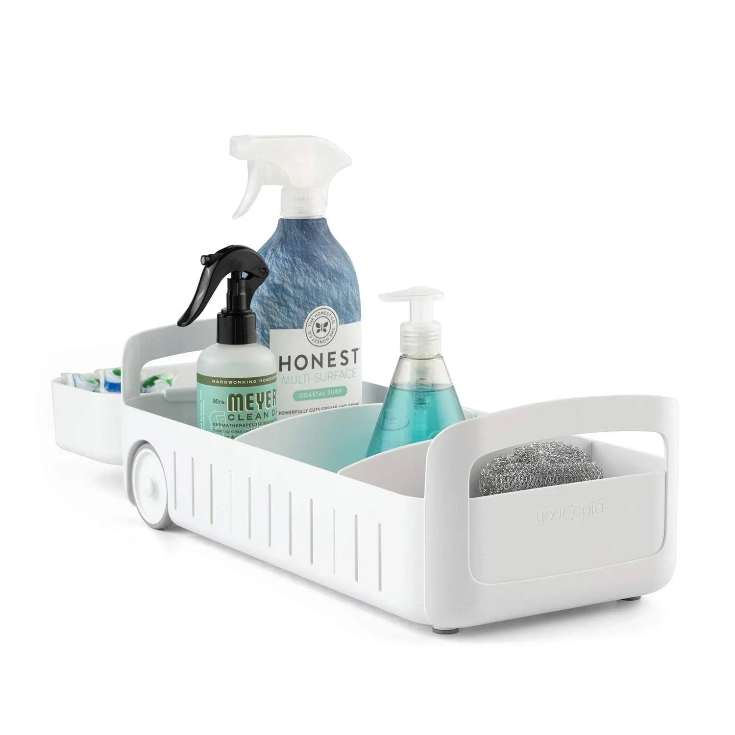 Rollout Caddy Under Sink Organizer, 8" Wide, White