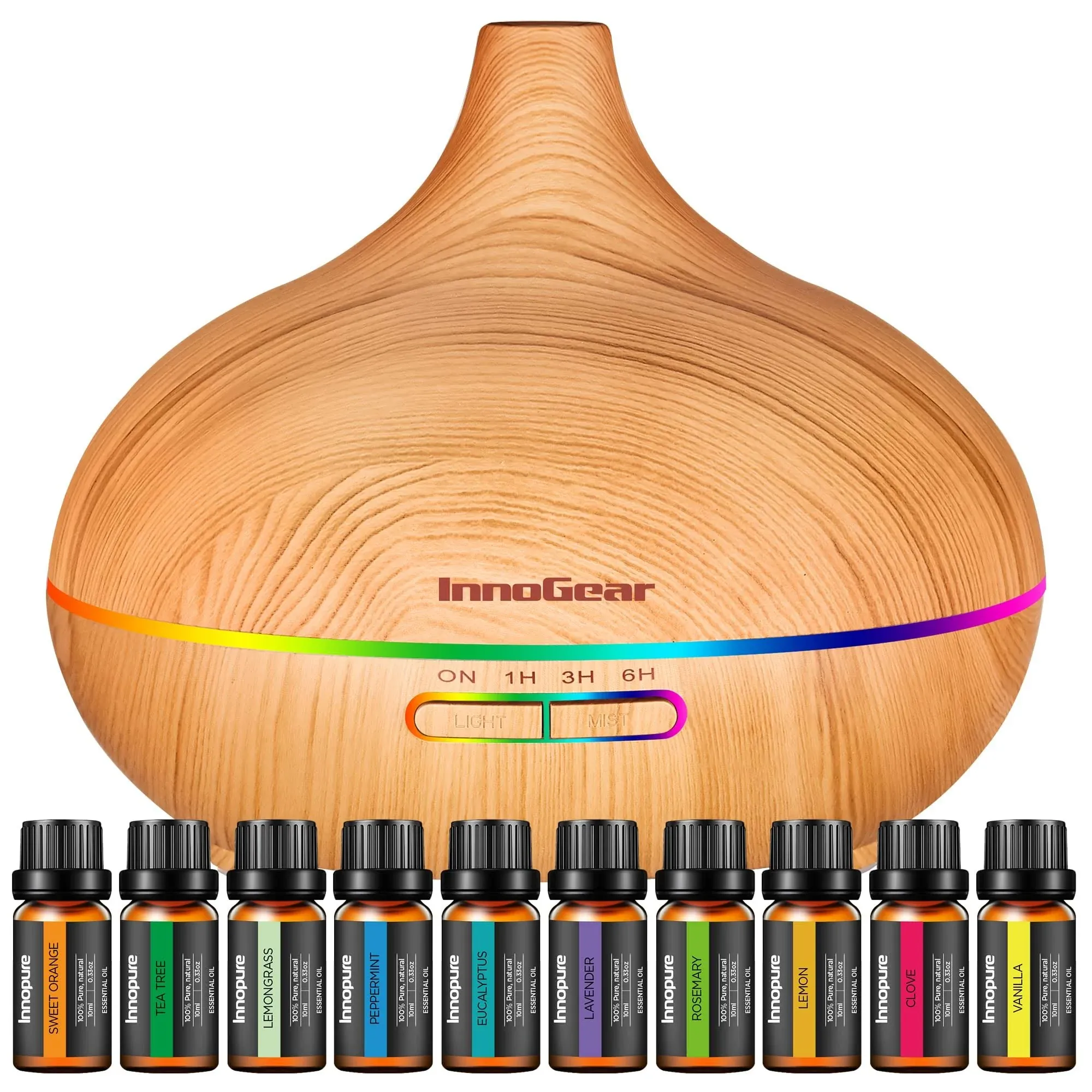 InnoGear Aromatherapy Diffuser & 10 Essential Oils Set, 400ml Diffuser Ultrasonic ...