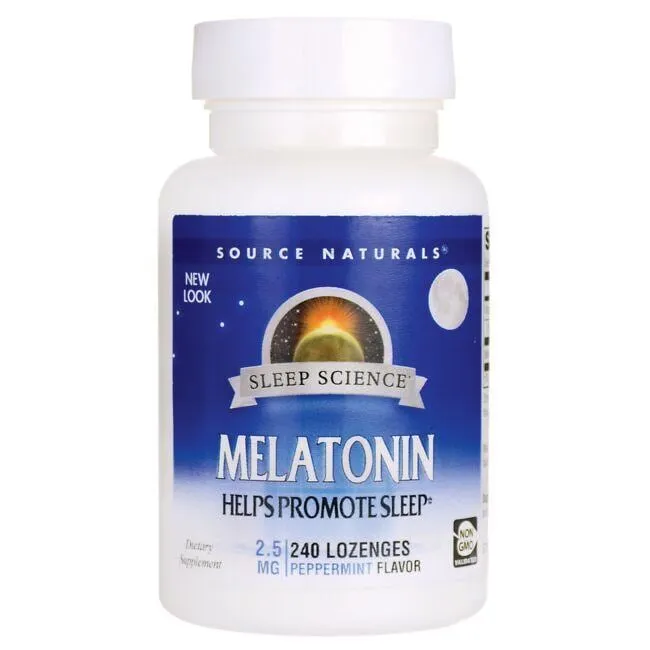 Source Naturals Melatonin - Peppermint Supplement Vitamin | 2.5 mg | 240 Loz