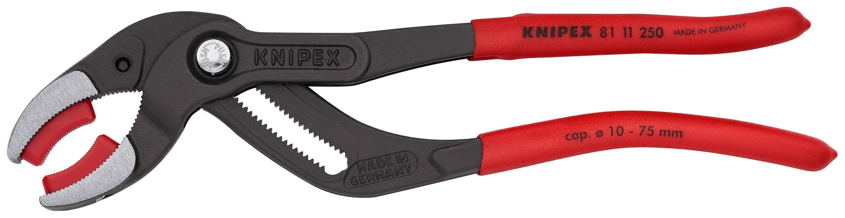 Knipex 81 11 250 SB Plastic Pipe Grip Pliers Plastic Jaws Black 250mm - 75mm Capacity