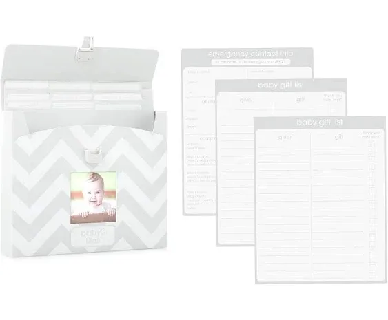 Tiny Ideas Baby File Keeper Organizer, Gray Chevron, Newborn Baby Document Organizer, Durable File FolderTiny Ideas Baby File Keeper Organizer, Gray Chevron, Ne…