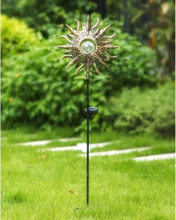 TAKE ME Sun Solar Lights Garden Outdoor Waterproof Metal Decorative Stakes for Patio Yard Walkway LawnPatio Mothers Day Gifts Mom Wife Grandma (Sun)