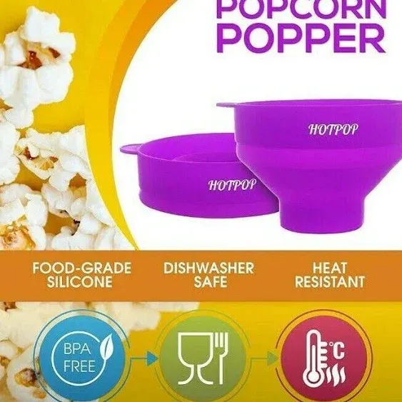 Hotpop Microwave Popcorn Popper Collapsible Silicone Popcorn Maker BPA-Free