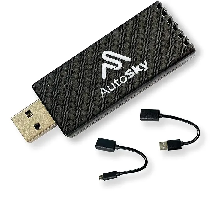 AutoSky Wireless CarPlay Adapter 2023 Pro Edition - Fastest and Most Compact Wireless CarPlay Adapter Factory Wired CarPlay Cars – USB-A and USB-C Cables – Wired CarPlay Required