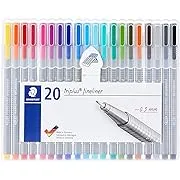 Staedtler Triplus Fineliner Pens, .3mm, Metal Clad Tip, 20-Pack, Assorted (334SB20BK)