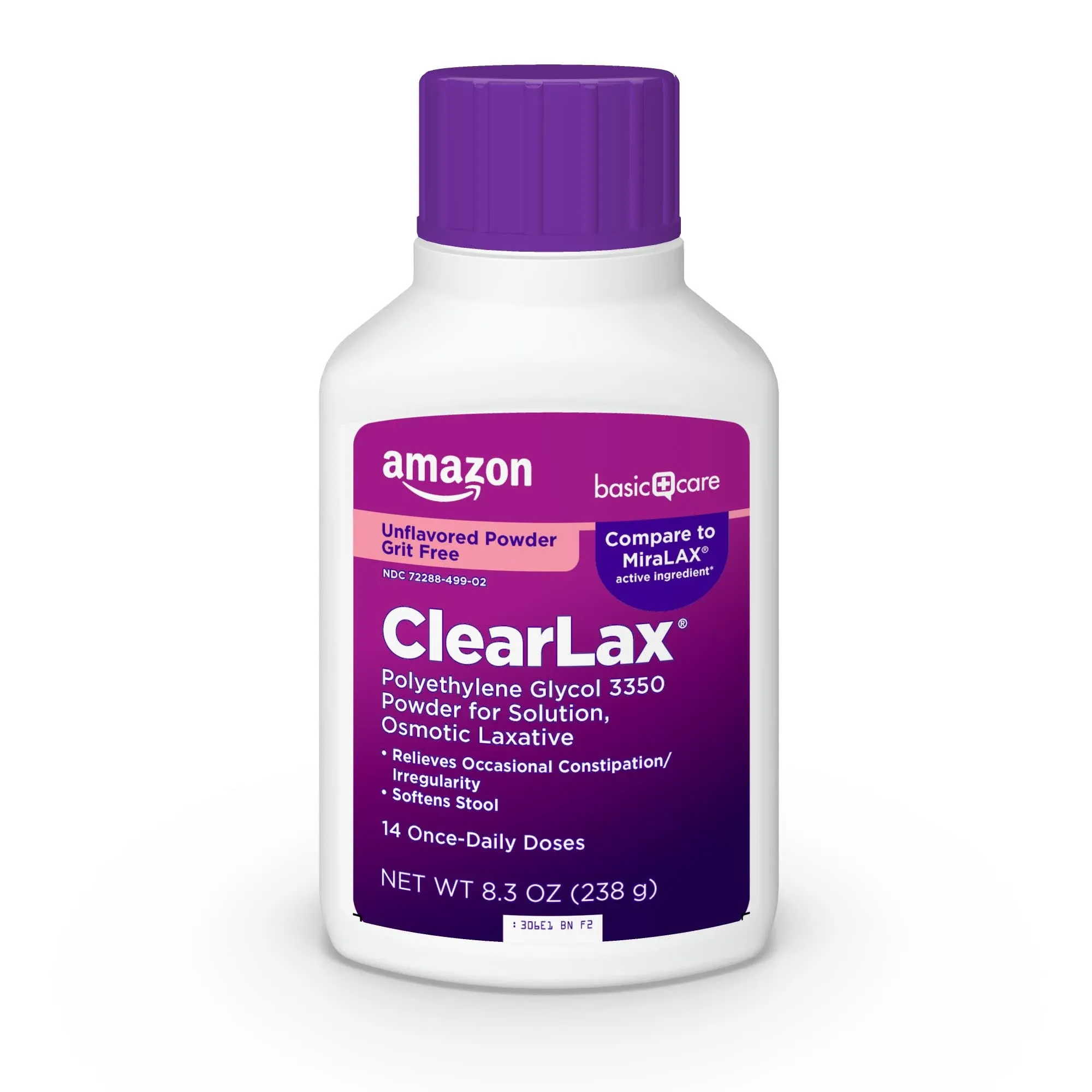 Amazon Basic Care ClearLax, Polyethylene Glycol 3350 Powder for Solution, Osmotic ...