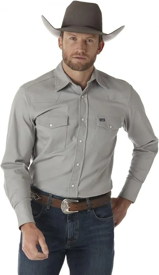 Wrangler Men&#039;s Long Sleeve Premium Performance Advanced Comfort Shirt - Cement - 3X - Tall