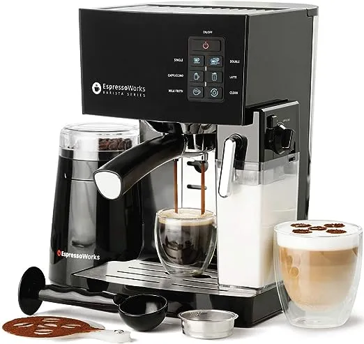 Espresso Machine, Latte &amp; Cappuccino Maker- 10 pc All-In-One Espresso Maker w...