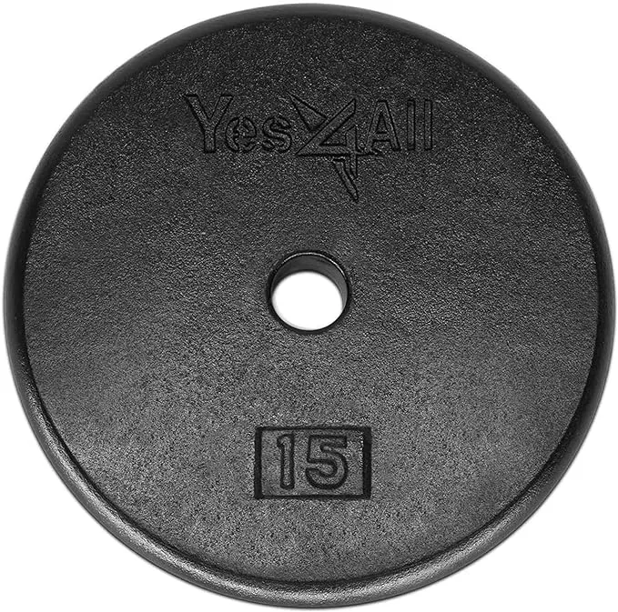 Yes4All Standard 1-inch Cast Iron Weight Plates 5, 7.5, 10, 15, 20, 25 lbs (Single & Set 4pcs)