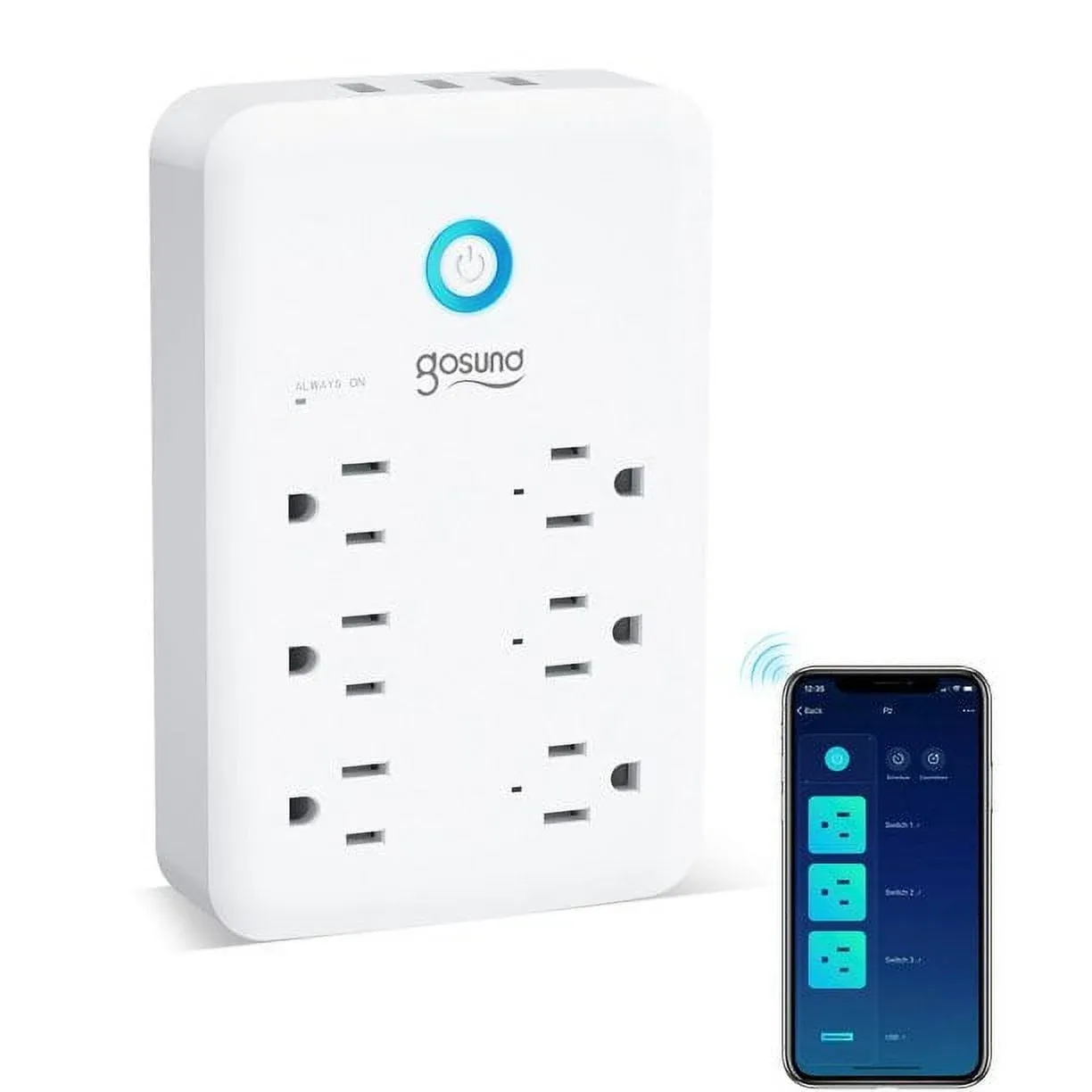 GHome Smart Plug Outlet Extender, Surge Protector with 3 Individually Controlled Smart Outlets and 3 Smart USB Ports, Works with Alexa Google Home, Wa