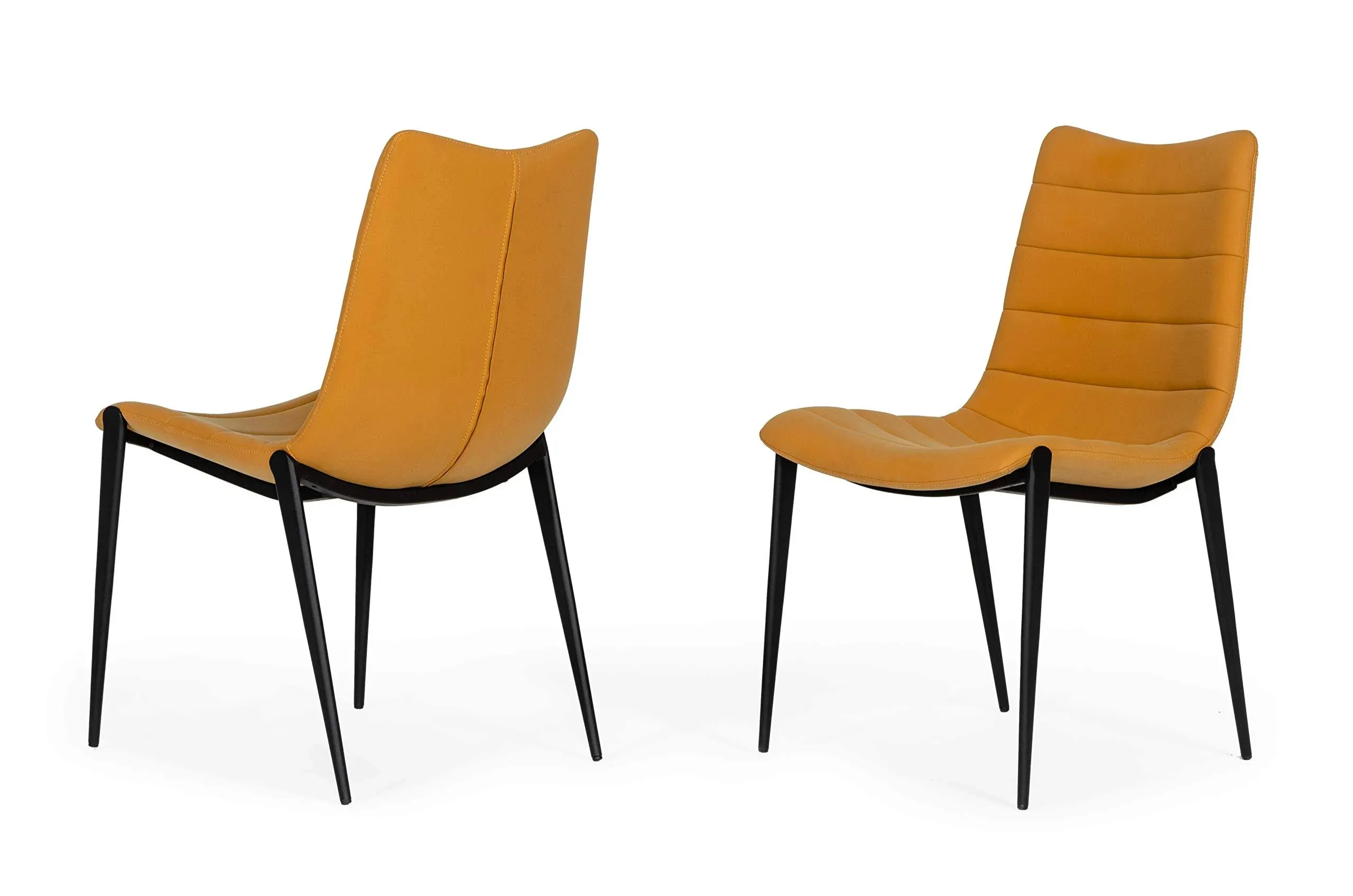 Limari Home Hubbell 17" Eco-Leather/Metal Dining Chairs in Orange (Set of 2)