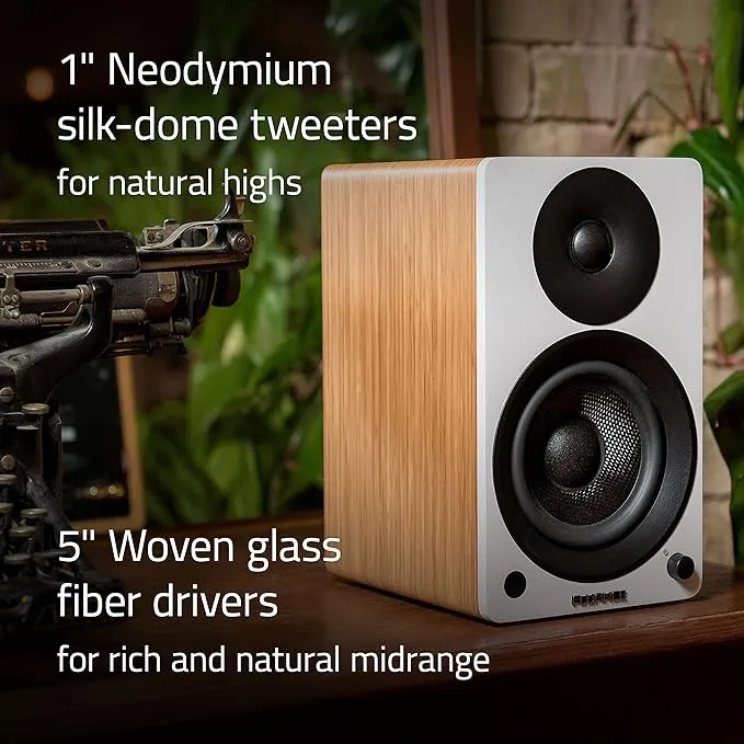 Fluance Ai41 Powered 2-Way 2.0 Stereo Bookshelf Speakers with 5" Drivers, 90W Amplifier for Turntable, TV, PC and Bluetooth 5 Wireless Music Streaming with RCA, Optical & Subwoofer Out (White Walnut)