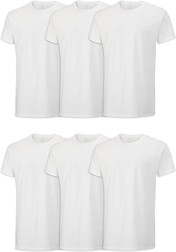 Fruit of the Loom Men's White Crew Undershirts, 6 Pack, Sizes S-3XL