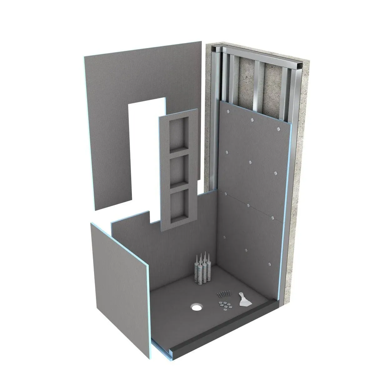 Wedi US2000015 Fundo Primo 42In x 42In Shower Kit Waterproof Installation System