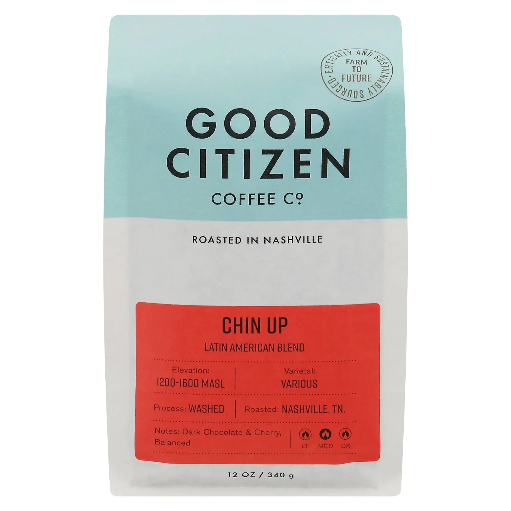 Good Citizen Coffee Co. - Chin Up Blend, Medium Roast, Dark Chocolate & Cherry-Flavored, Sustainably-Farmed, Premium Quality, Washed Process (12oz, Whole Bean)