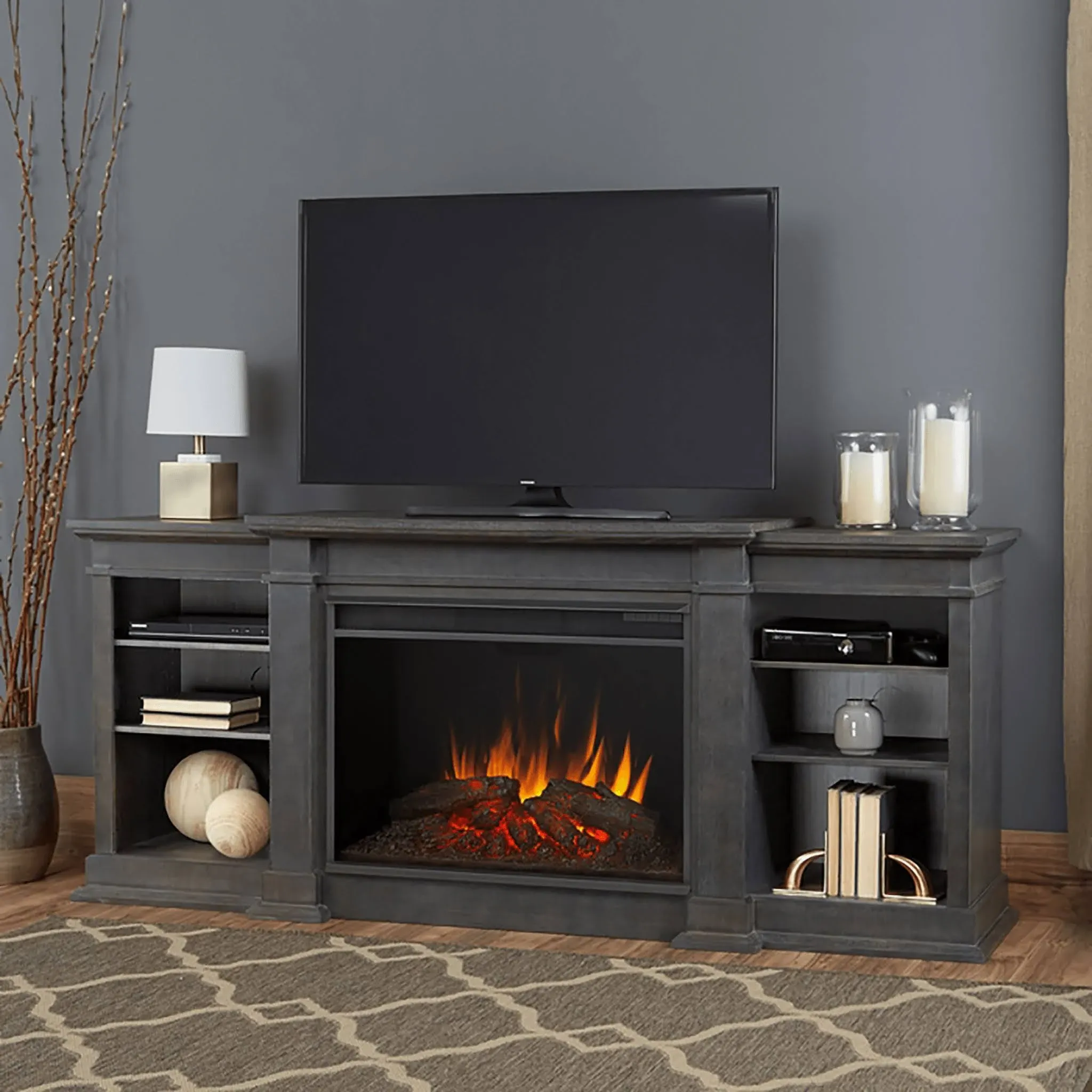 Real Flame Eliot Grand Entertainment Center Electric Fireplace, Antique Gray