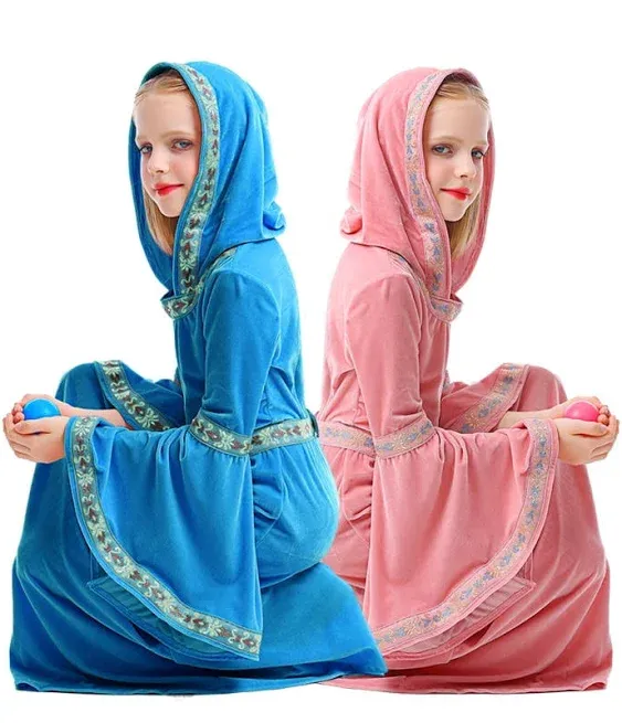 Kids Medieval Princess Costume Renaissance California Costume Robe Gown Halloween ...