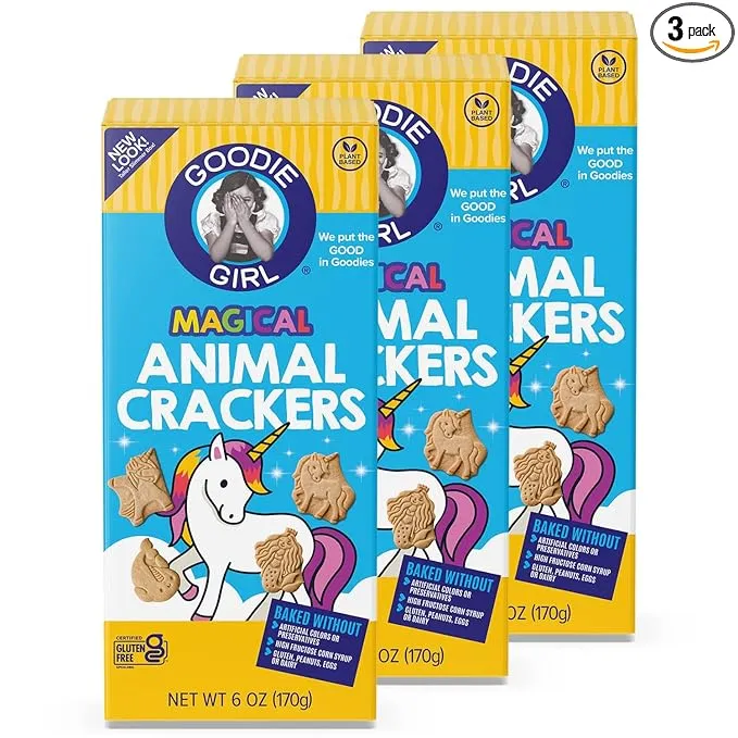 Goodie Girl Magical Animal Crackers | Gluten Free | Dairy Free | Egg Free | Peanut Free | Kosher (6oz Boxes, Pack of 3)