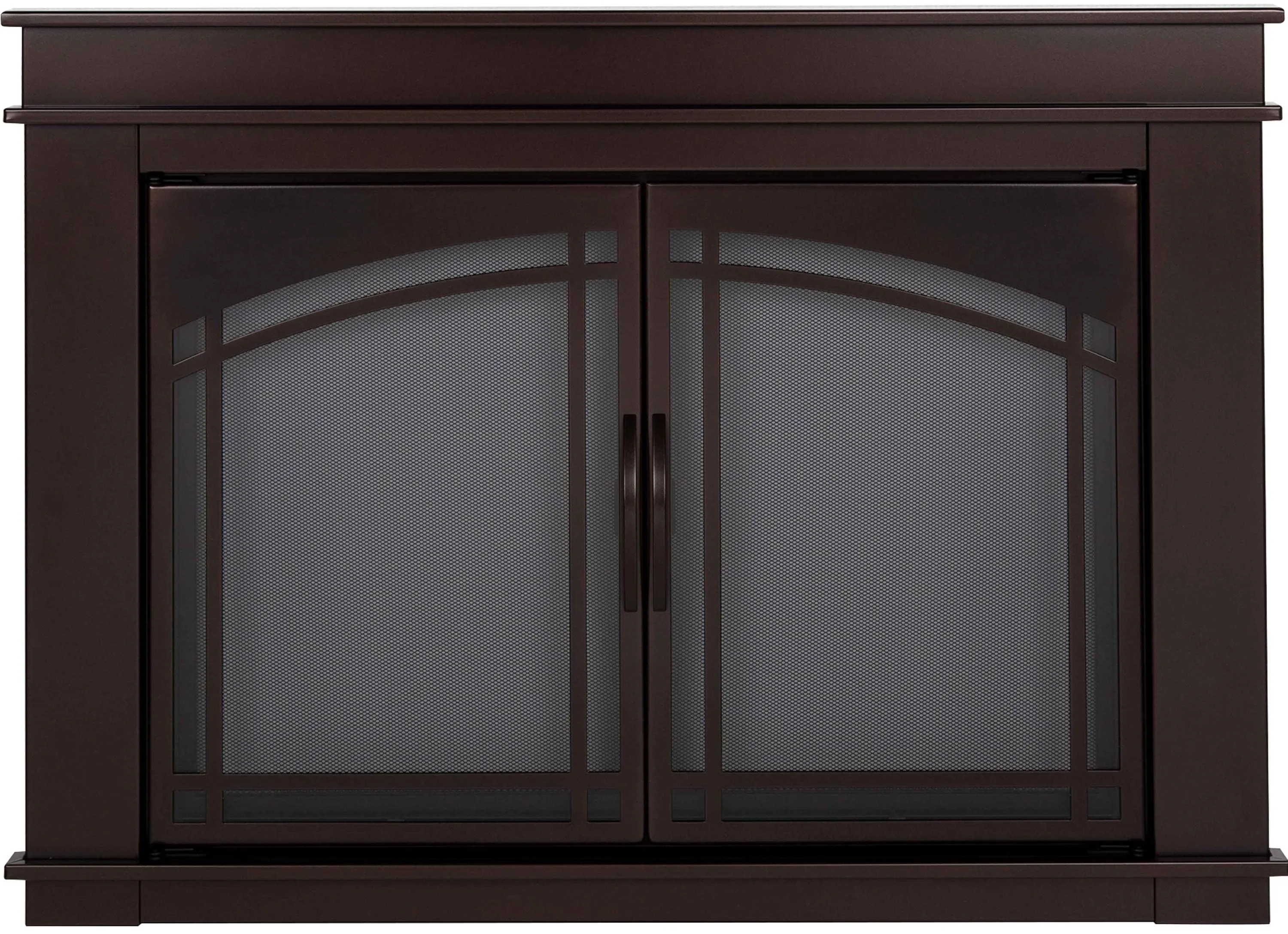 Pleasant Hearth Fenwick Oil-Rubbed Bronze Small Cabinet-style Fireplace Doors with Smoke Tempered Glass