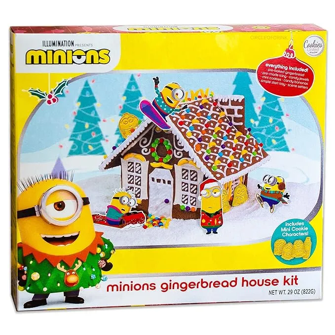 Minions Holiday Gingerbread House Kit - Everything Included - Candies and Cookie