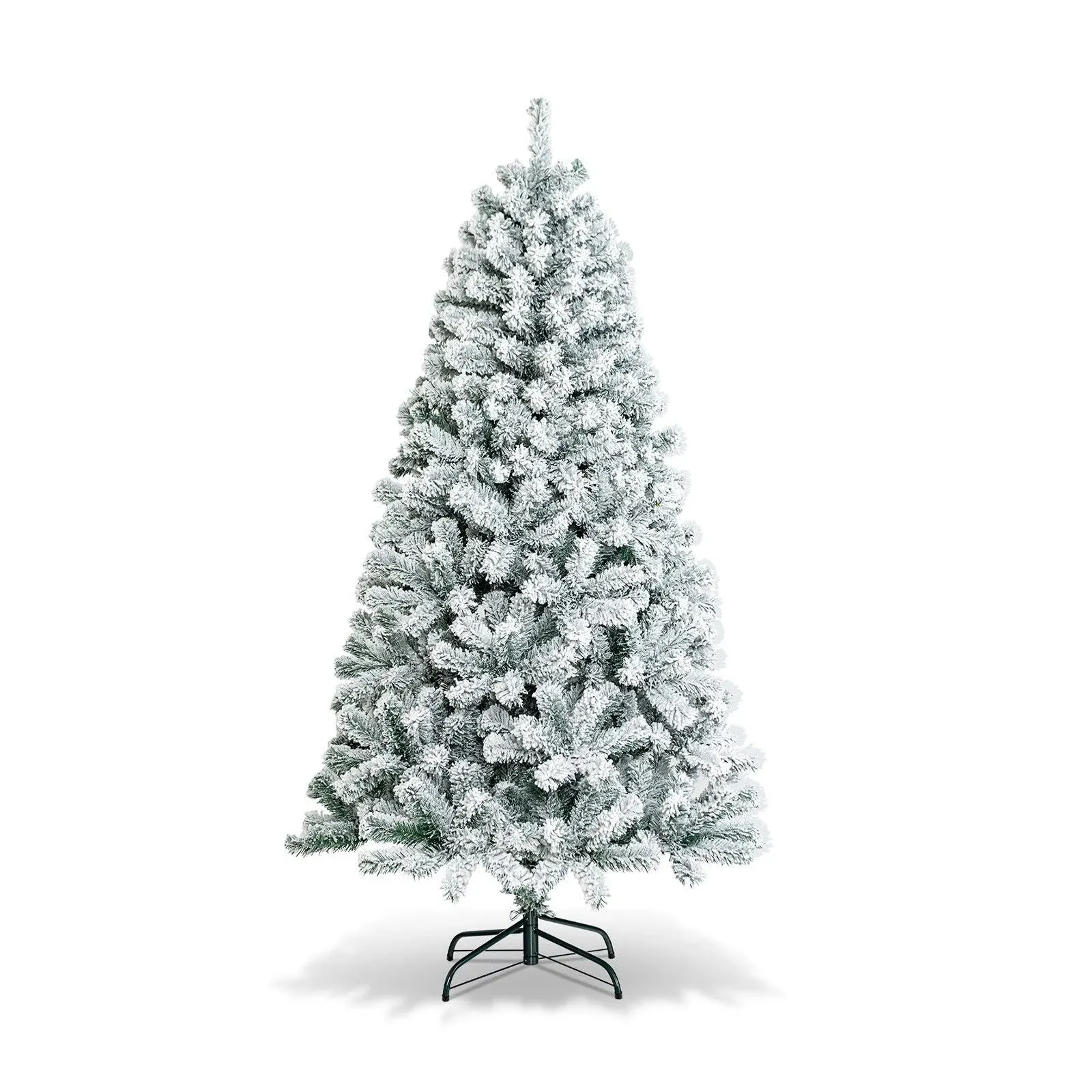 6 ft. Unlit Premium Snow Flocked Hinged Artificial Christmas Tree with Metal Stand