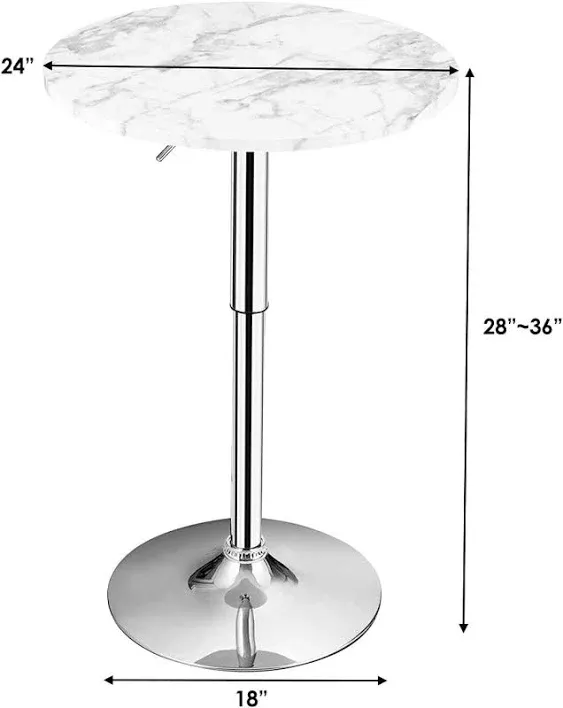 round Pub Table Height Adjustable, 360° Swivel Cocktail Pub Table with Sliver Le