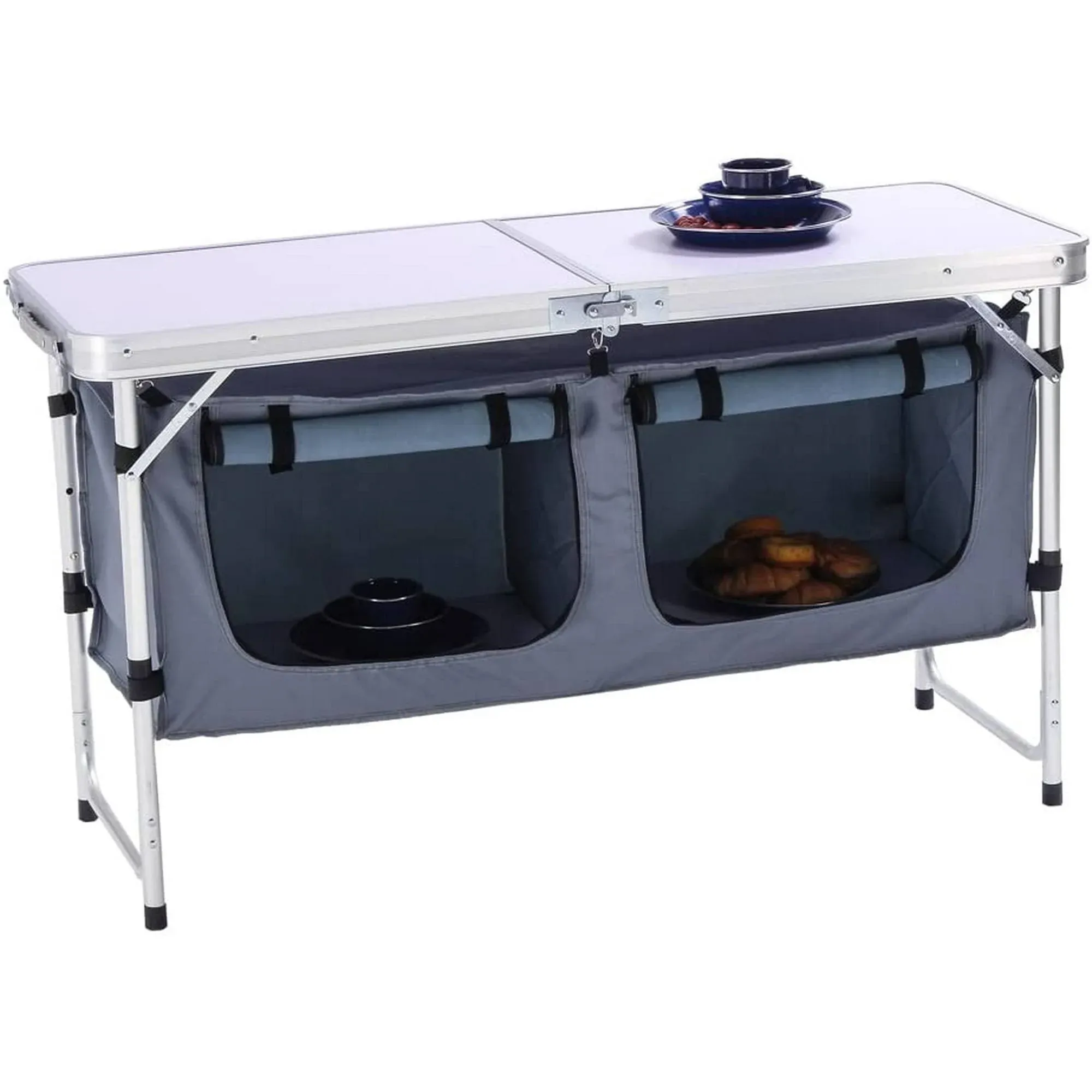 Camping Folding Aluminum Table With Adjustable Legs For Outdoor Travel Beach Bac