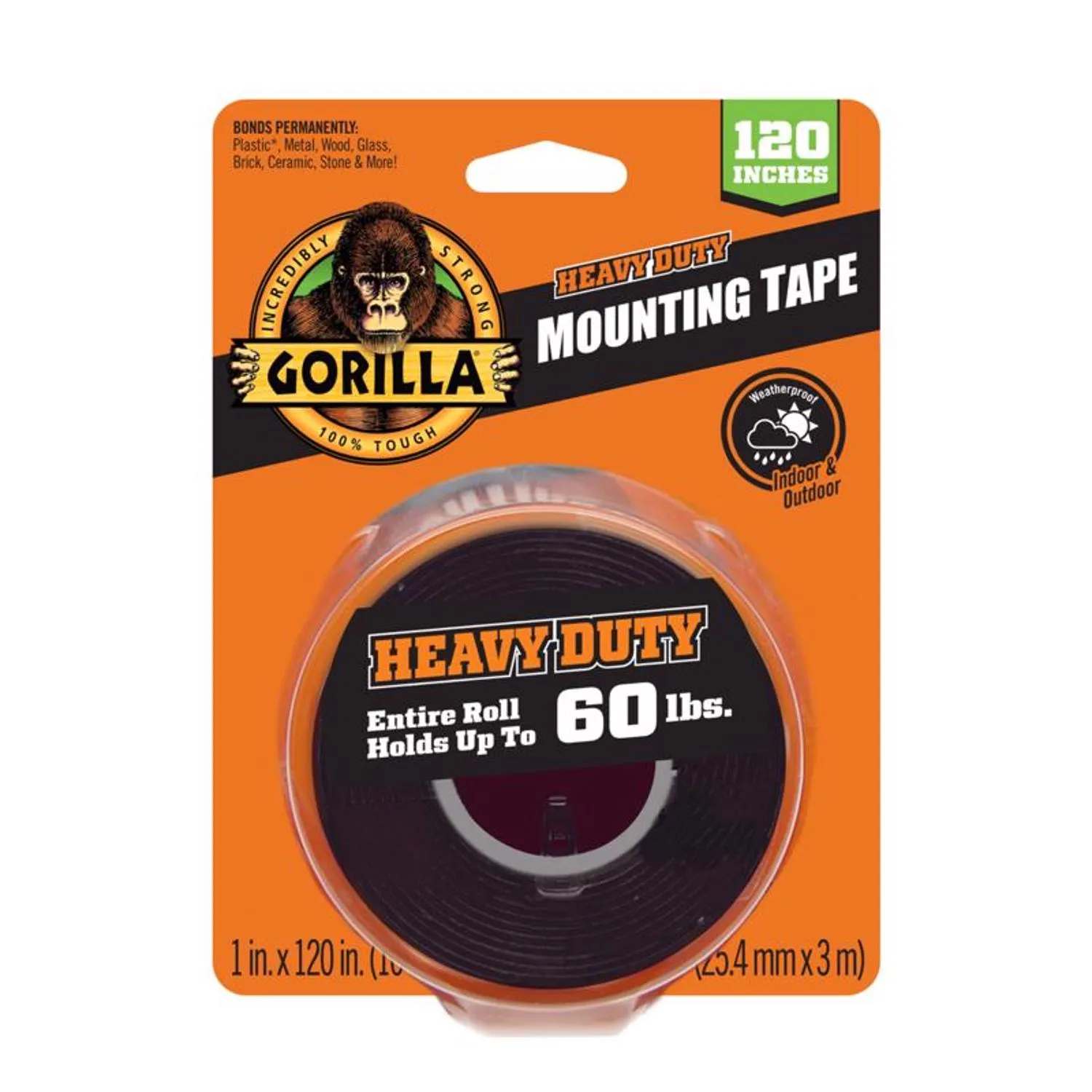 Gorilla 1 in. x 10 ft. Black Heavy Duty Mounting Tape