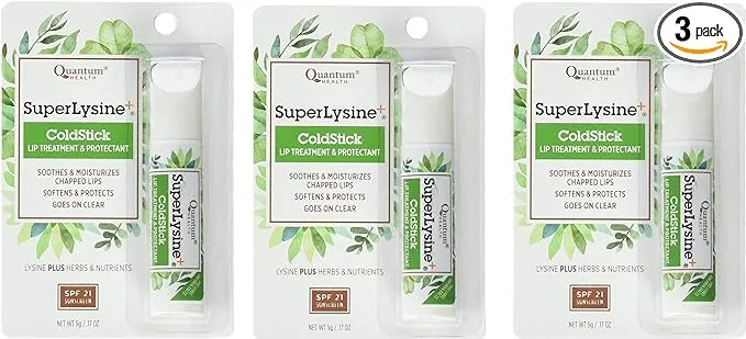 Super Lysine Plus+ ColdStick, SPF 21, Regular 0.18 oz (Pack of 3) by Quantum Research