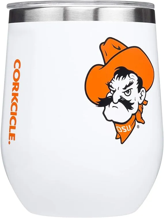 CORKCICLE- OSU Cowboys Stemless 12oz Wine Tumblers w/lid NWT