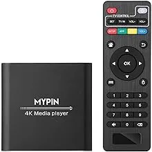 4K Media Player with Remote Control, Digital MP4 Player for 8TB HDD/USB Drive/TF Card/H.265 MP4 PPT MKV AVI Support HDMI/AV/Optical Out and USB Mouse/Keyboard-HDMI up to 7.1 Surround Sound (Black)