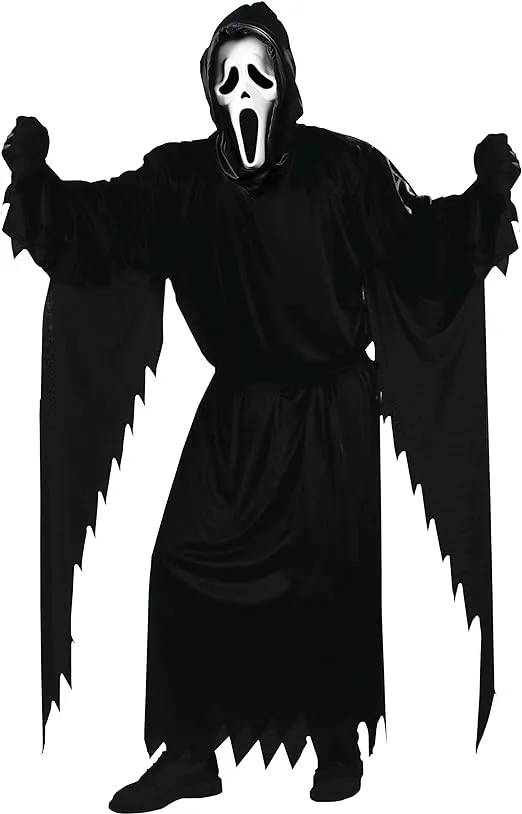 FunWorld Adult Scream Ghost face Costume, Black, One Size