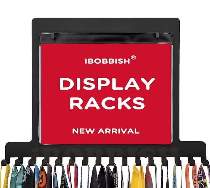 iBobbish Bib Medal Holder Display Hanger Rack Frame Shelf,Metal Race Medal Hanger ...