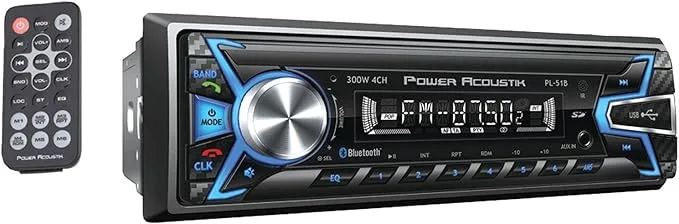 Power Acoustik PL-51B 1-DIN Digital Audio Head Unit With 32GB USB/SD/AUX/Bluetooth,Black