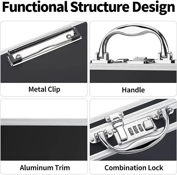 Locking Clipboard Storage Box Heavy Duty Clipboard with Storage Aluminum Lo...