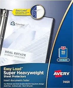 Top-Load Poly Sheet Protectors, Heavy Gauge, Letter, Nonglare, 50/Box