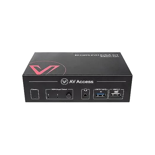 AV Access 8K KVM Switch 2 Computers 1 Monitor with HDMI 2.1, USB 3.0 & Hotkey Switching, Supports 10K@120hz, 8K@120hz, 1080P@240hz & 2K@165hz for All Operating Systems, Ideal for Gaming, Workstation