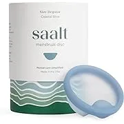 Saalt Menstrual Disc - Soft, Flexible, Reusable Medical-Grade Silicone - Wear 12 Hours - Removal Notch - Two Sizes - Menstrual Cup or Tampon Alternative - Made in USA - Lasts 10 Years (Blue, Regular)