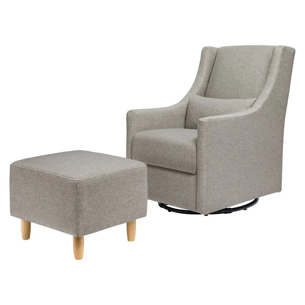 Babyletto Toco Swivel Glider and Ottoman - Performance Grey Eco-Weave