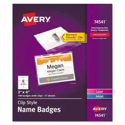 Avery Clip-Style Name Badge Holder with Laser-Inkjet Insert