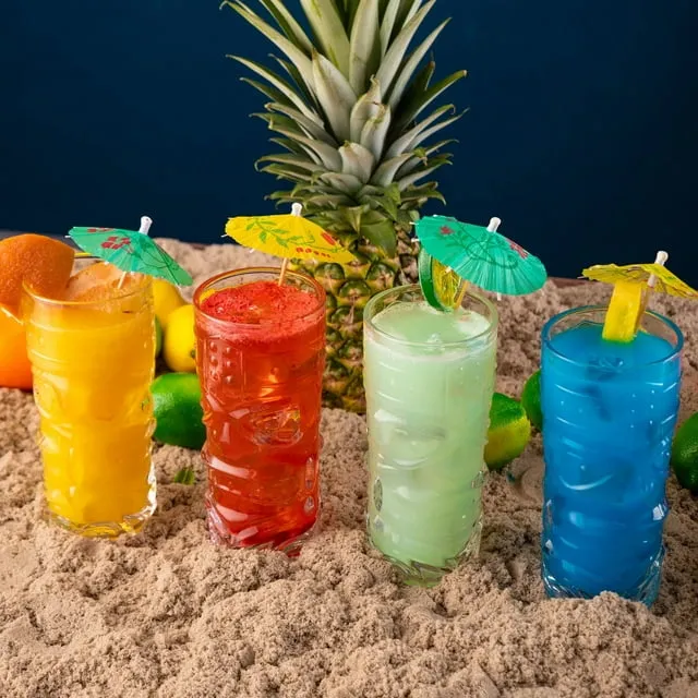 Clear Tiki Glasses, Set of 4 - 450 ML - Perfect for Exotic Cocktails, Lemonade, Ice Tea, Mixed Drinks- Exotic Zombie, Rum, Mai Tai, Pina Colada, Punch, Hurricane, Bar Drinkware