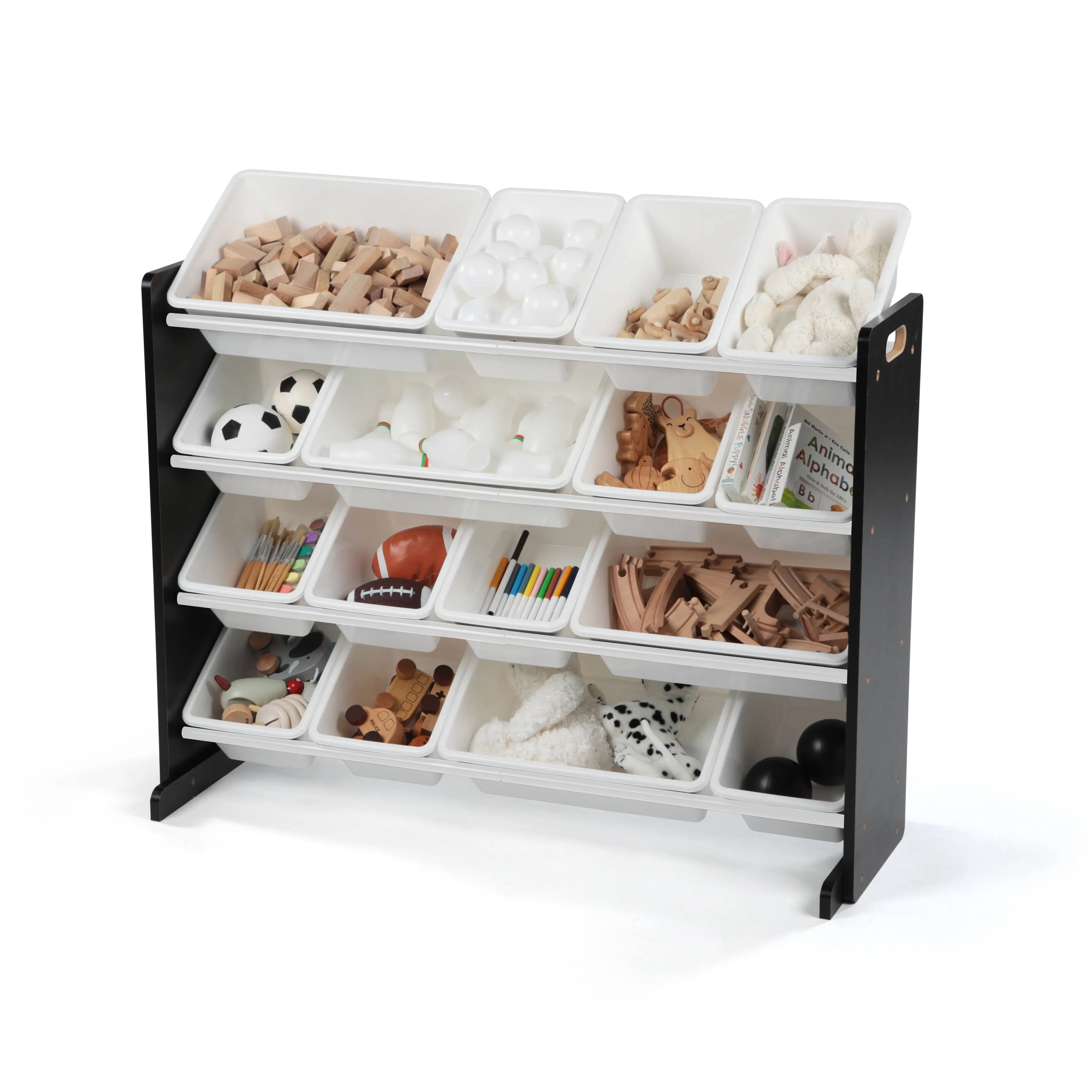 Extra-Large Toy Organizer with 16 Removable Bins - Natural/White Finish