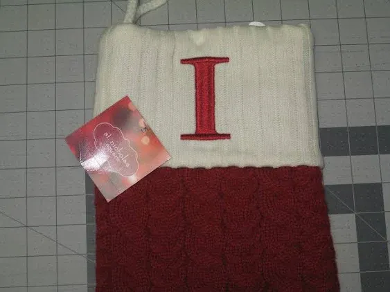 St. Nicholas Square Red Cable Knit Monogram Christmas Stocking, 21-Inch (Letter I)