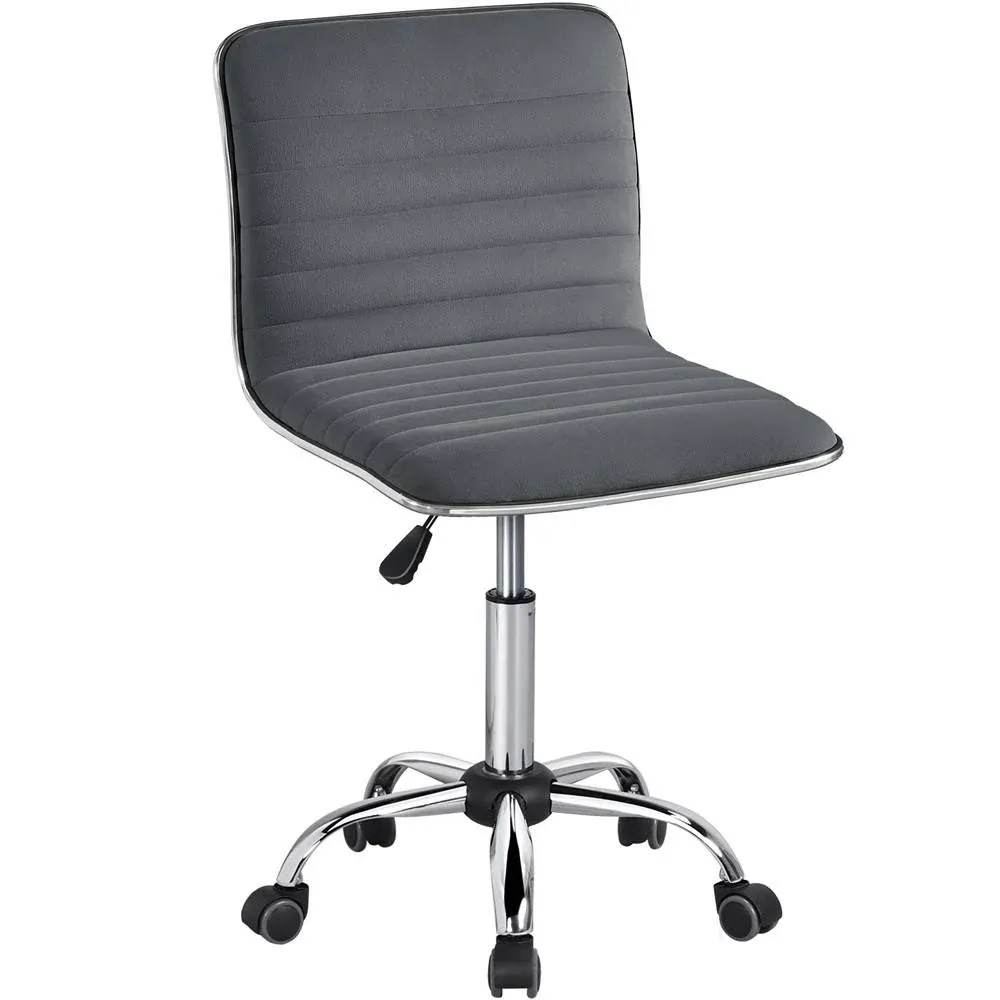 Yaheetech Velvet Low Back Armless Desk Chair Office Chair with Wheels - 19 L 19 W (31-37) H Dark Gray